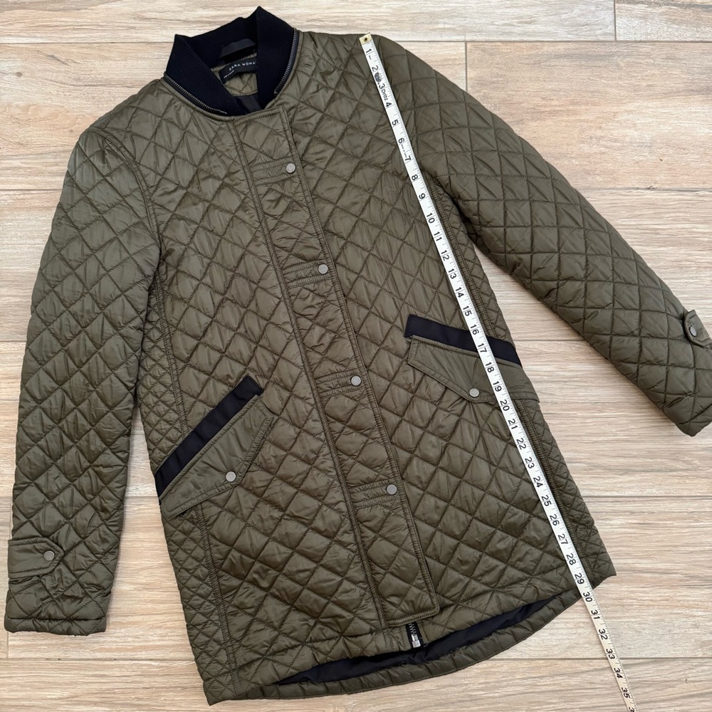 Zara Woman Quilted Olive Puffer Jacket - Picture 14 of 15